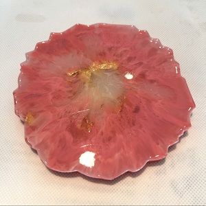 Pink gold leaf coaster